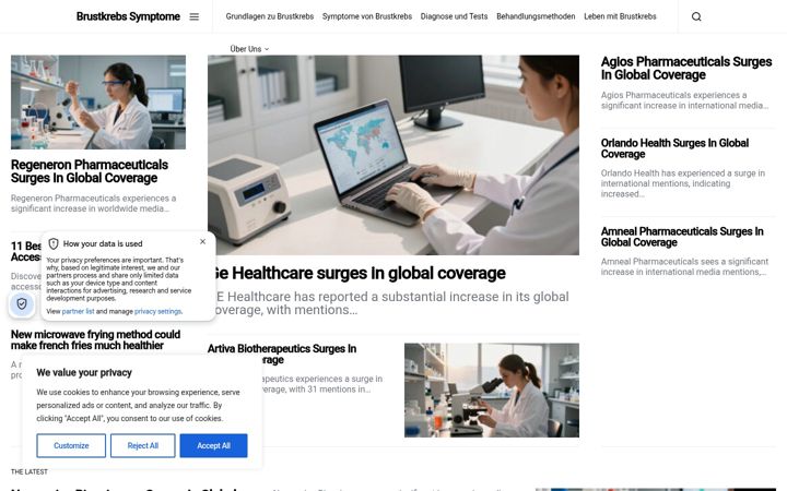 Screenshot of brustkrebs-symptome.com