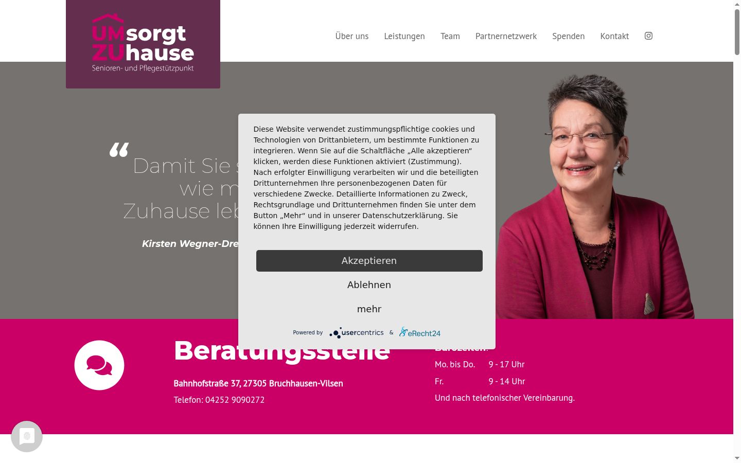 Screenshot van de toestemmingsbanner zoals getoond vóór enige interactie