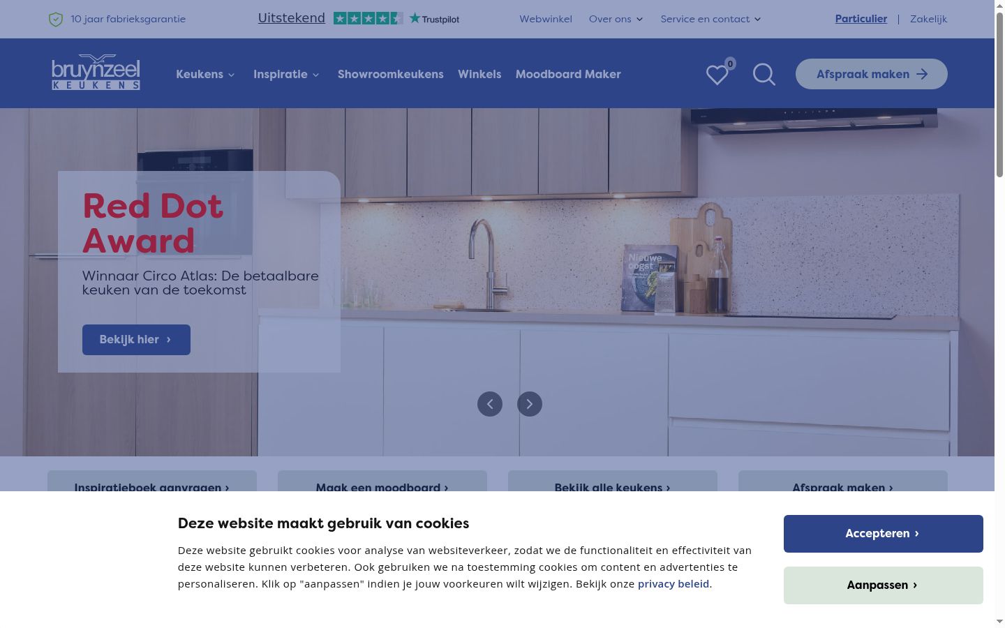 Captura de ecrã do banner de consentimento apresentado antes de qualquer interação