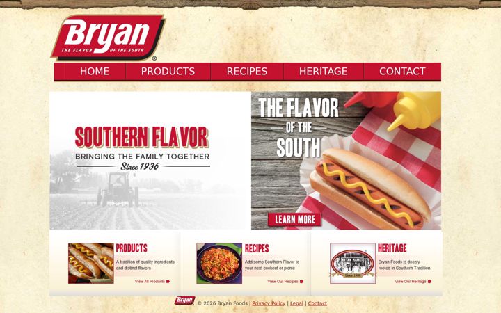Screenshot of bryanfoods.com