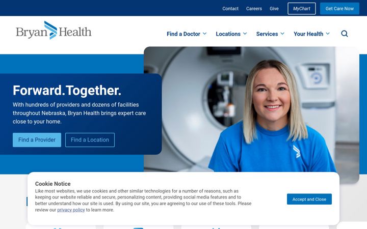 Ekraanipilt saidist bryanhealth.org