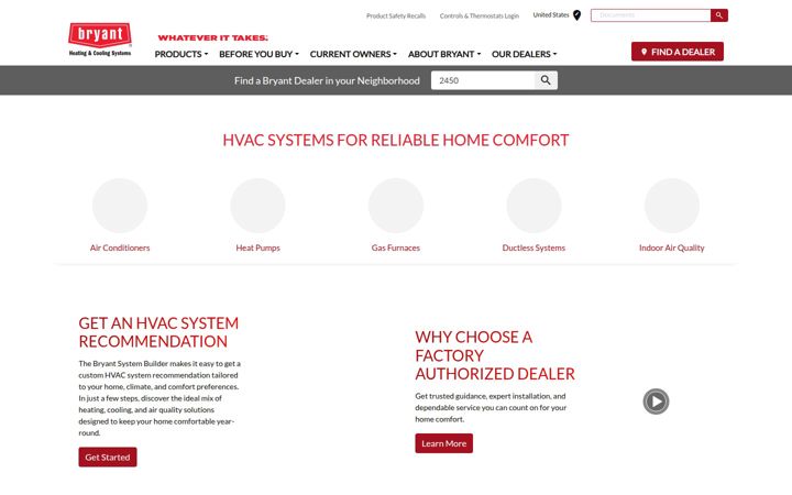 Screenshot of bryant.com
