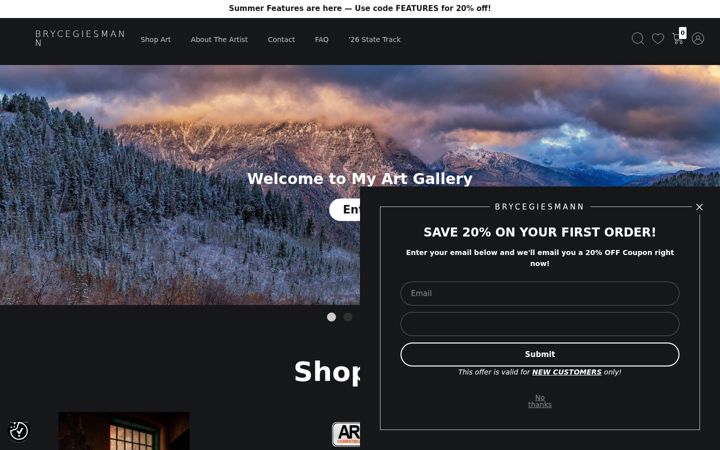 Screenshot of brycegiesmann.com