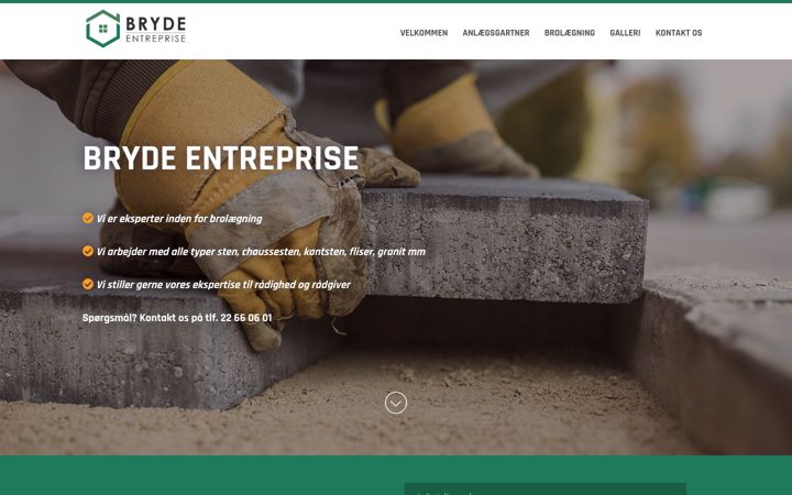 Screenshot ta' brydeentreprise.dk