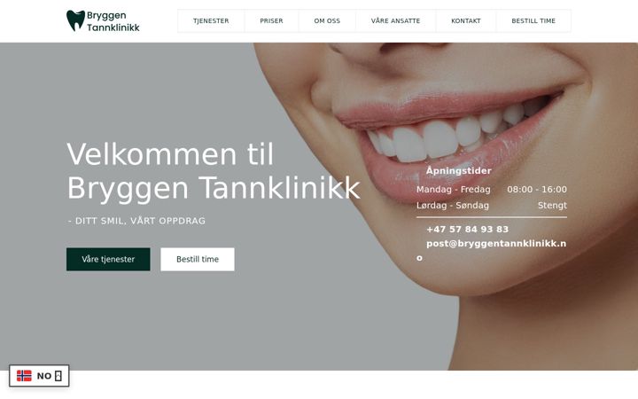 Screenshot von bryggentannklinikk.no