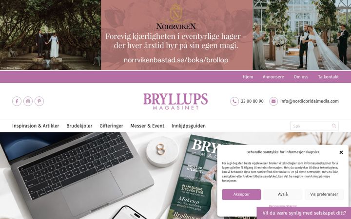 Snímek obrazovky bryllupsmagasinet.no