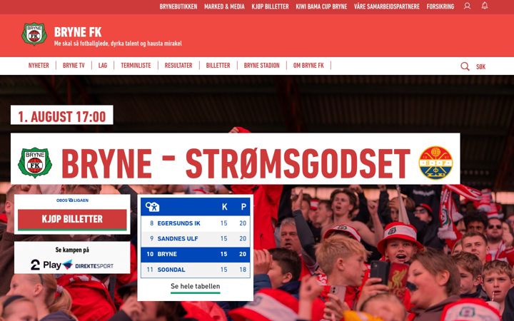 Screenshot of brynefk.no
