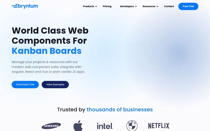 Screenshot of bryntum.com