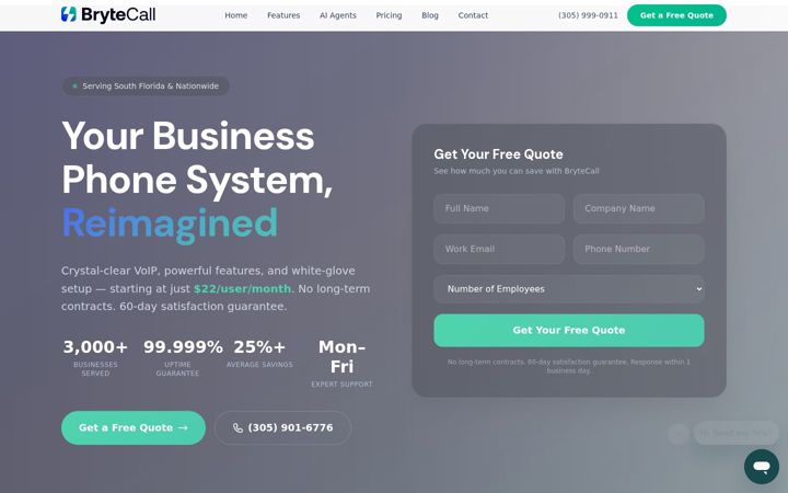 Screenshot of brytecall.com