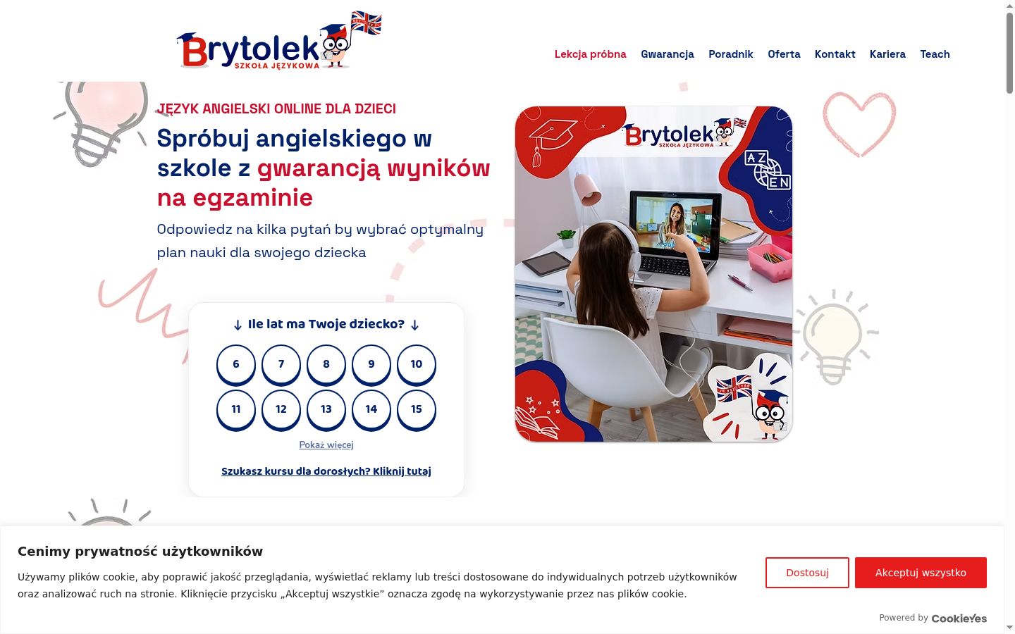 Képernyőkép a bármilyen interakció előtt megjelenő hozzájárulási bannerről