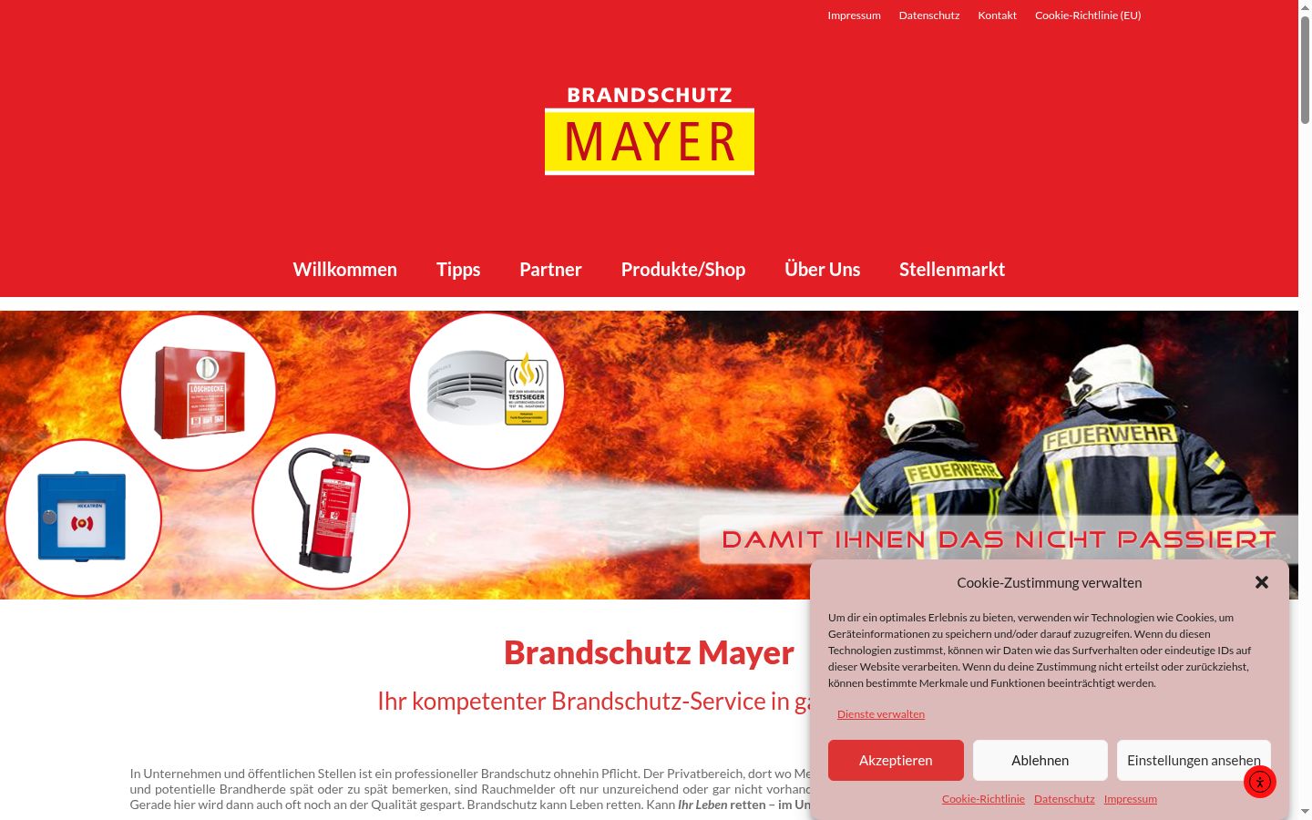 Screenshot des Einwilligungsbanners vor jeglicher Interaktion