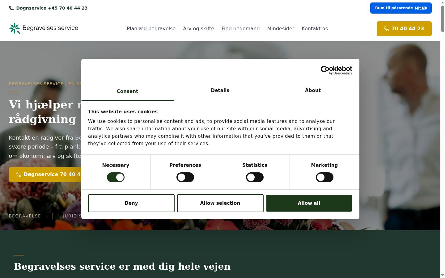 Screenshot des Einwilligungsbanners vor jeglicher Interaktion