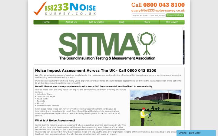 Screenshot of bs8233-noise-survey.co.uk