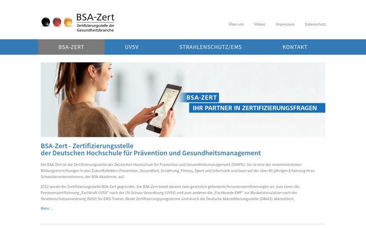 Snímek obrazovky bsa-zert.de