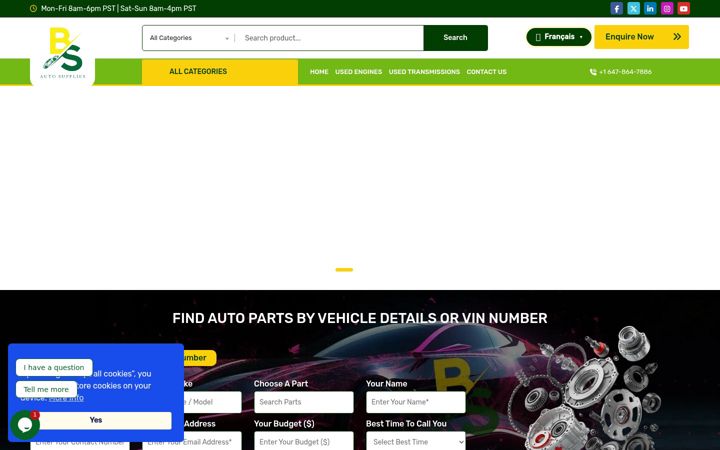 Screenshot of bsautosupplies.ca