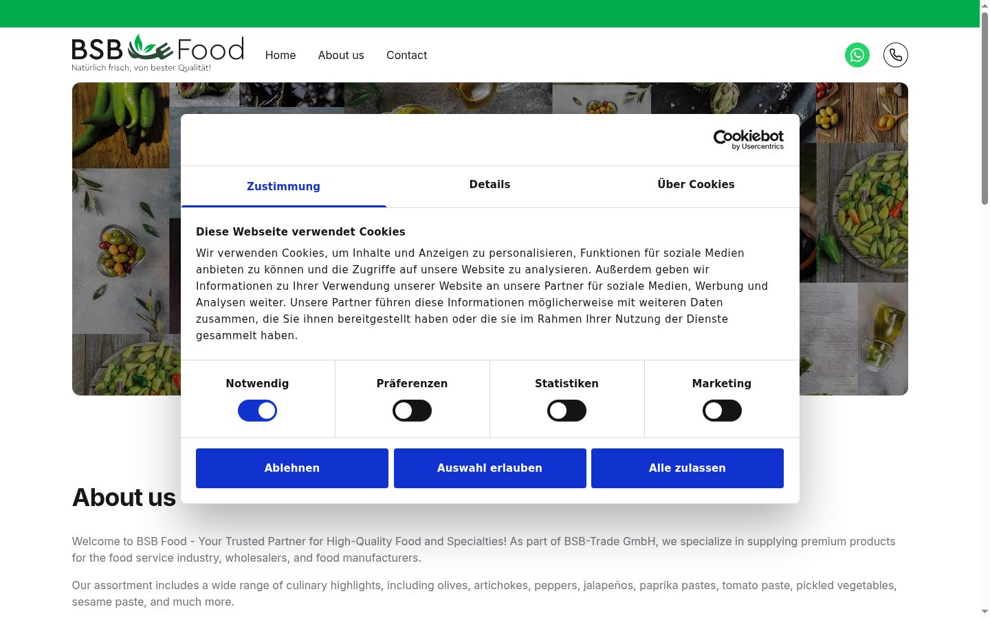 Screenshot of the consent banner shown before any interaction