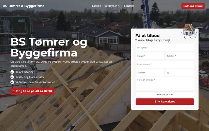 Screenshot of bsbyggefirma.dk