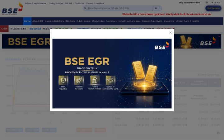 Zrzut ekranu bseindia.com