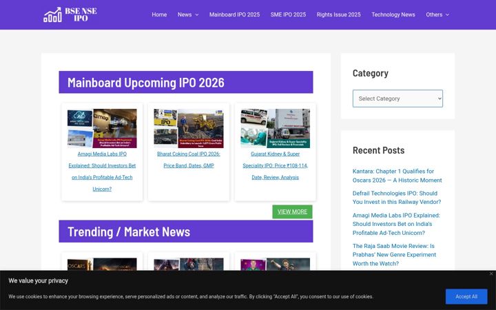 Screenshot of bsenseipo.com