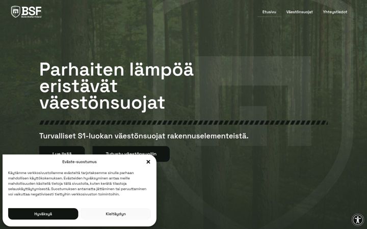 Screenshot of bsf-shelters.fi