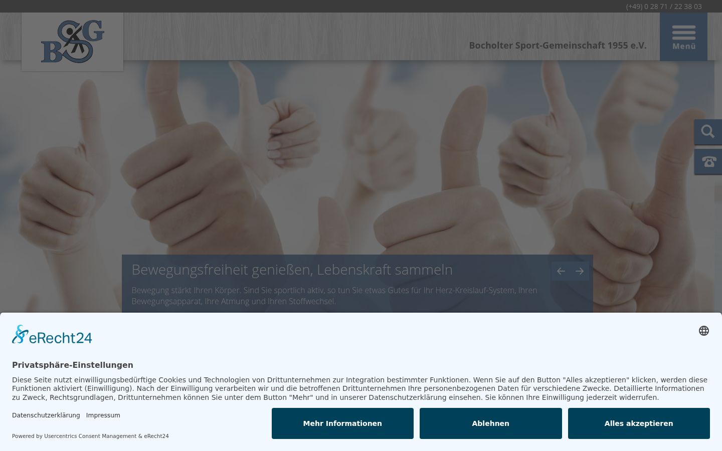 Screenshot des Einwilligungsbanners vor jeglicher Interaktion