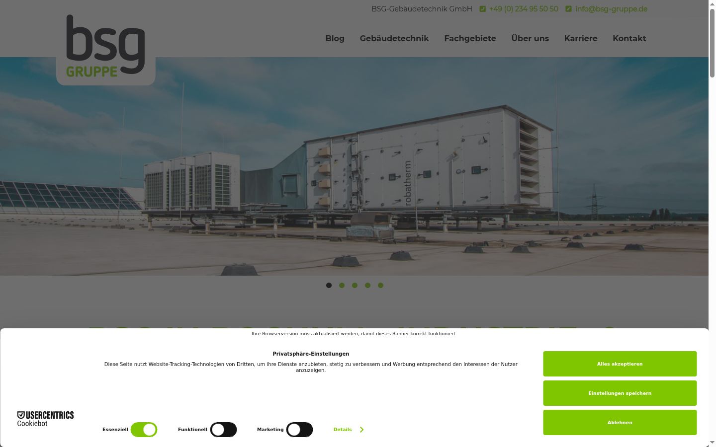 Screenshot des Einwilligungsbanners vor jeglicher Interaktion
