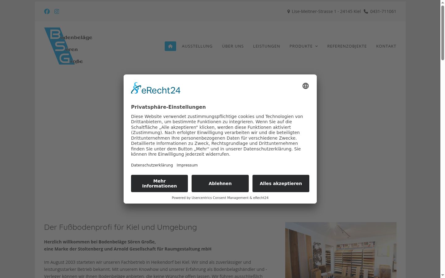 Captura de ecrã do banner de consentimento apresentado antes de qualquer interação