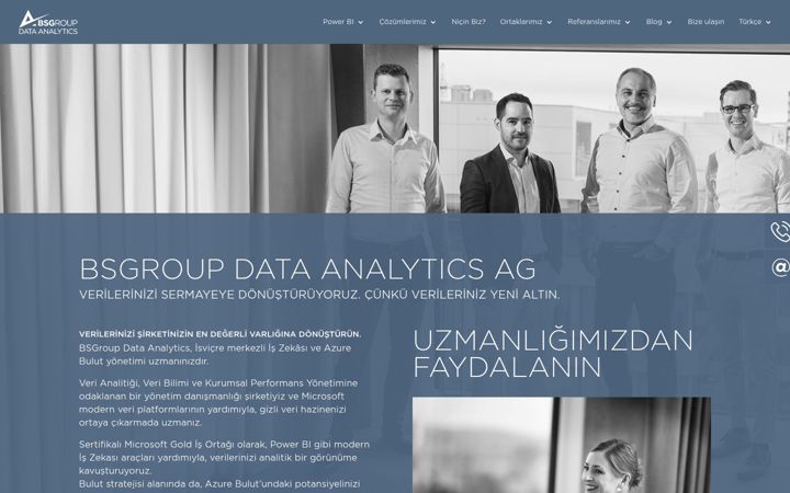 Ekrānuzņēmums no bsgroup-data-analytics.com.tr