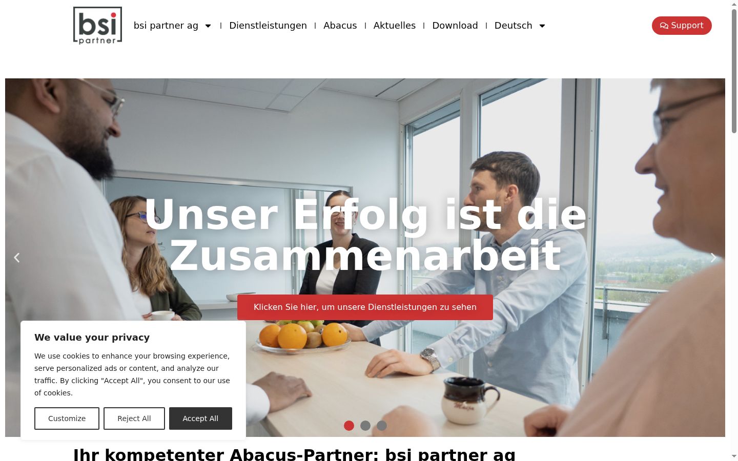 Screenshot of the consent banner shown before any interaction