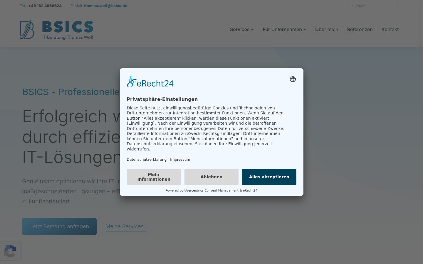 Screenshot of the consent banner shown before any interaction