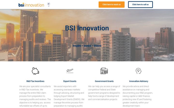 Screenshot of bsiinnovation.com.au