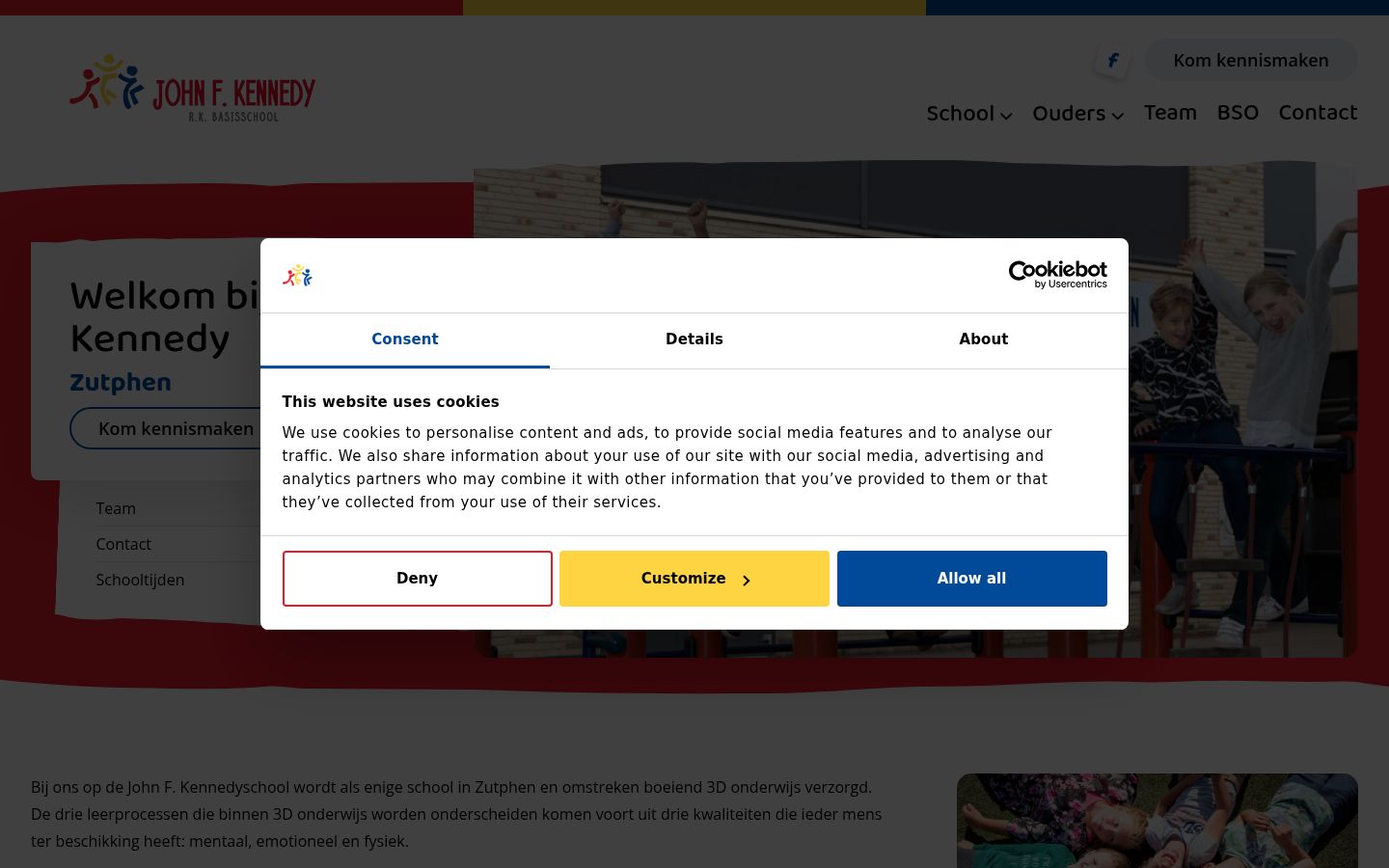 Snímek obrazovky baneru souhlasu zobrazeného před jakoukoli interakcí