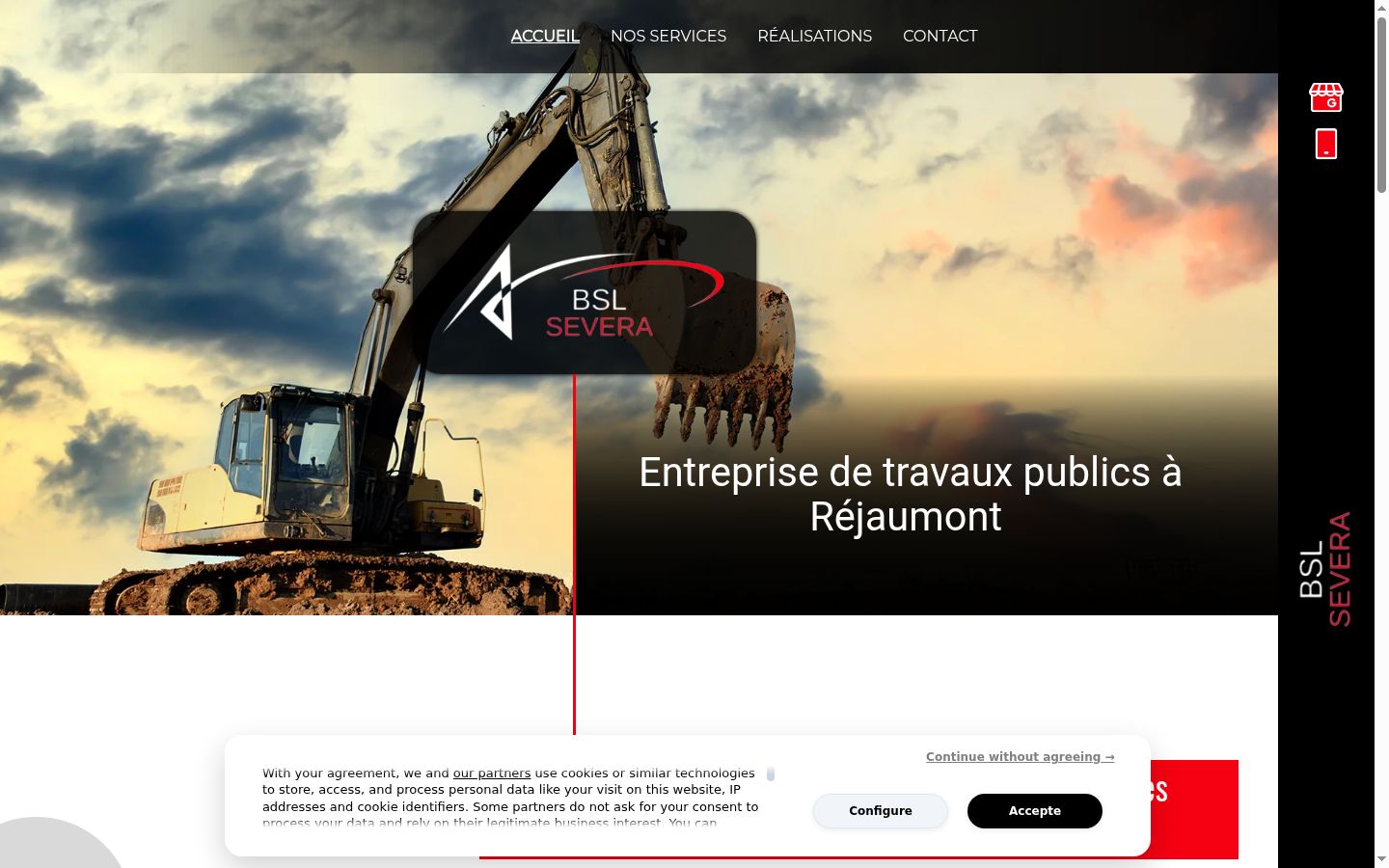 Captura de ecrã do banner de consentimento apresentado antes de qualquer interação
