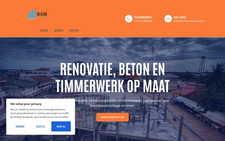 Screenshot of bsmbouwtechniek.nl