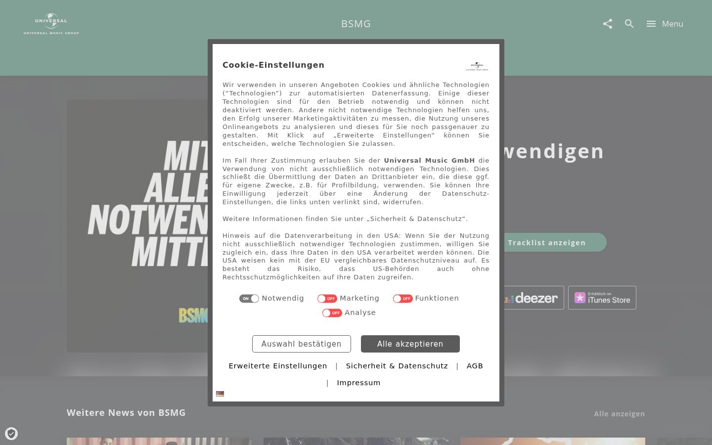 Screenshot van de toestemmingsbanner zoals getoond vóór enige interactie