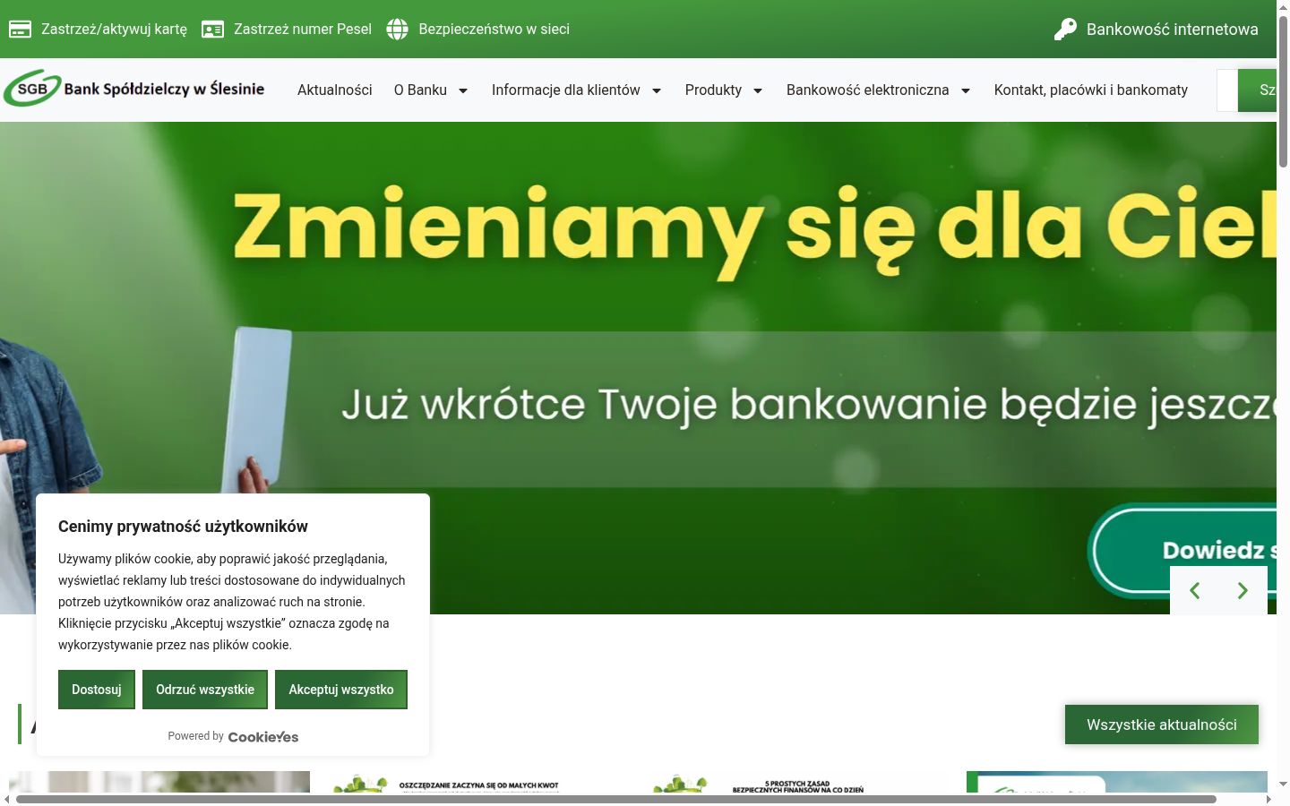 Zrzut ekranu banera zgody wyświetlanego przed jakąkolwiek interakcją