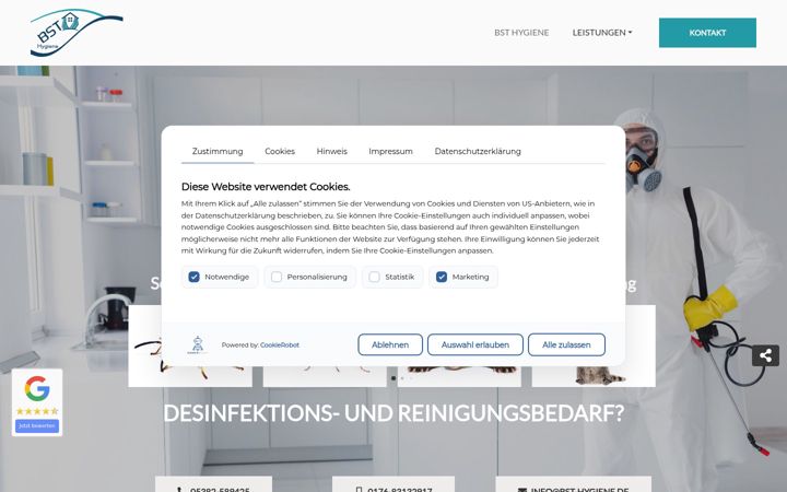 Screenshot of bst-hygiene.de