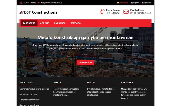 Skjámynd af bstconstructions.lt