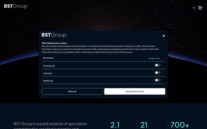 Screenshot of bstgroupab.com