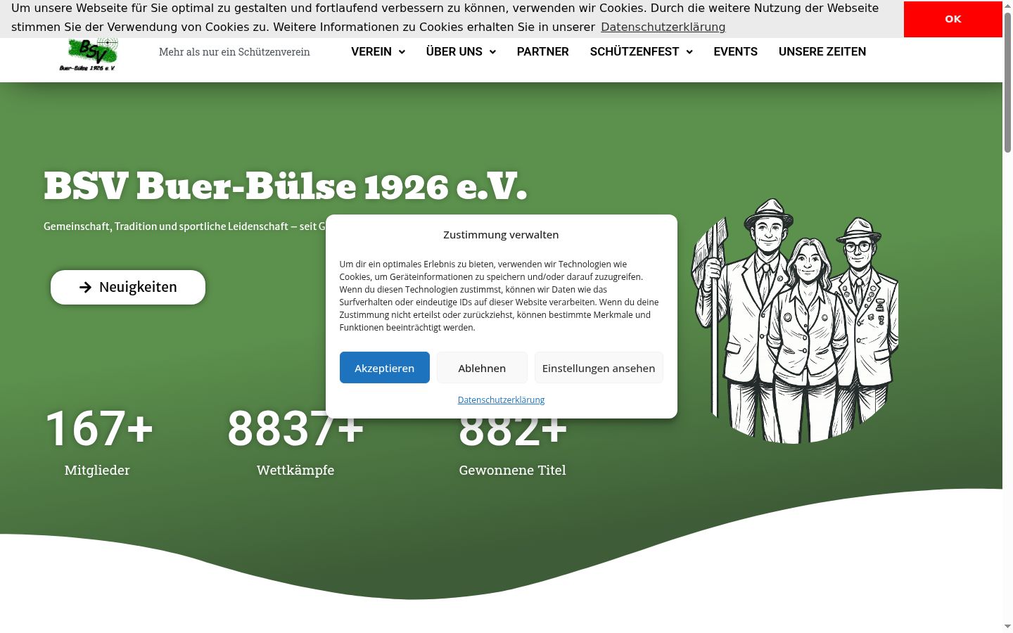 Skärmbild av samtyckesbannern som visades före någon interaktion