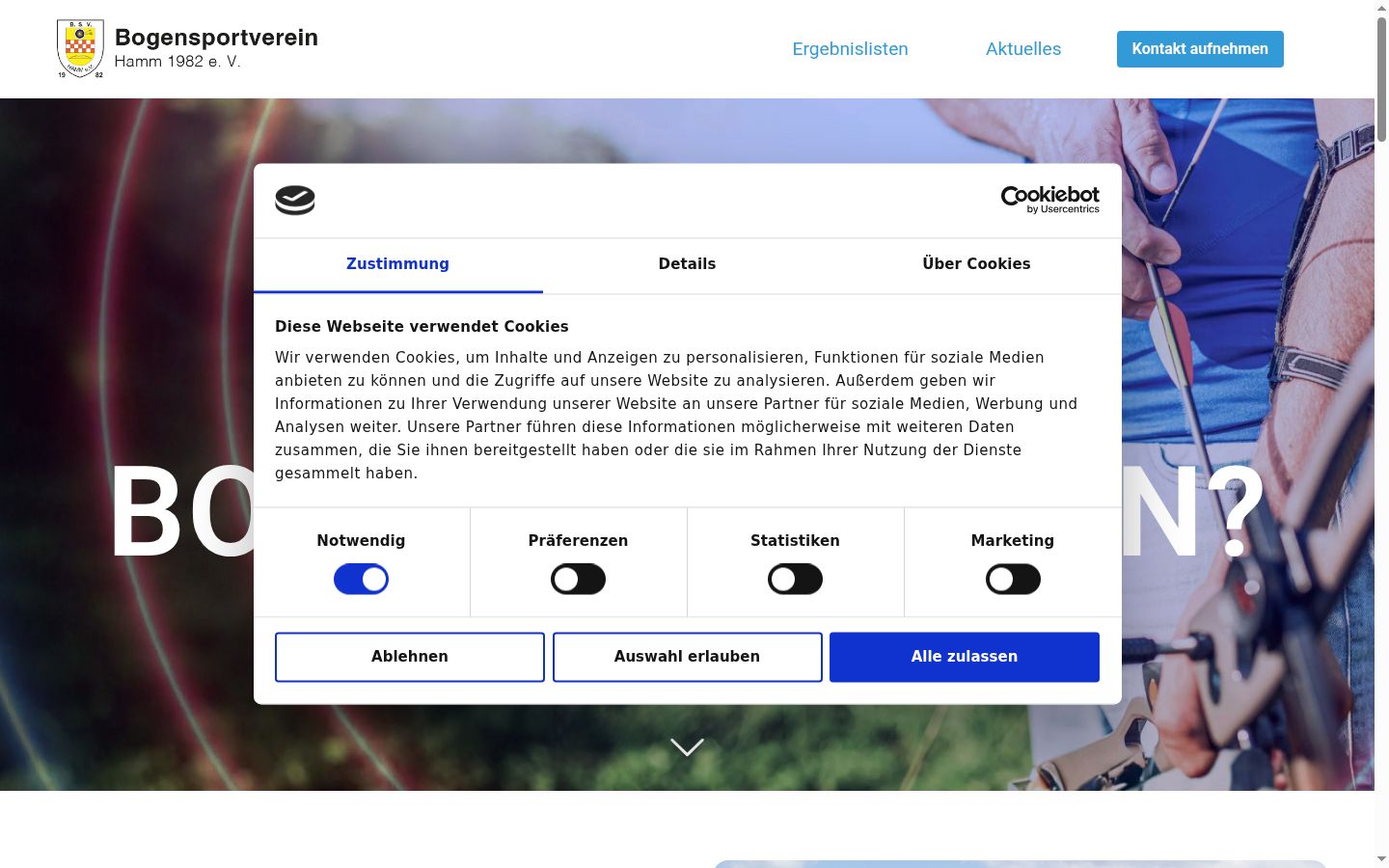 Screenshot of the consent banner shown before any interaction