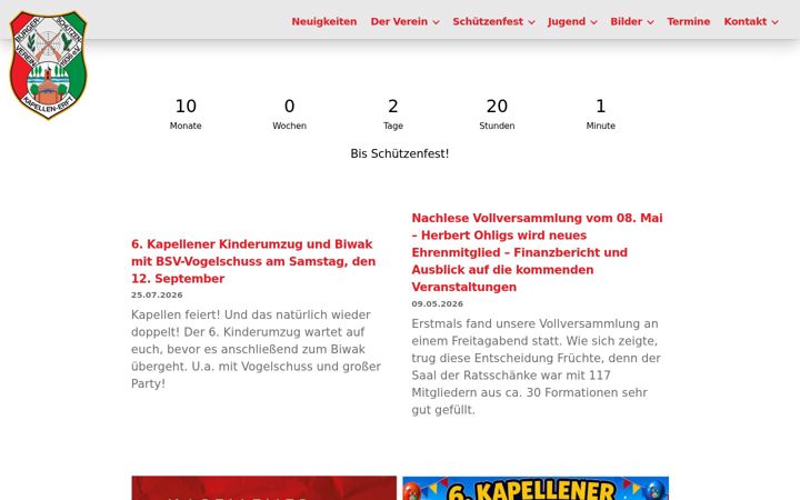 Skärmbild av bsv-kapellen.de