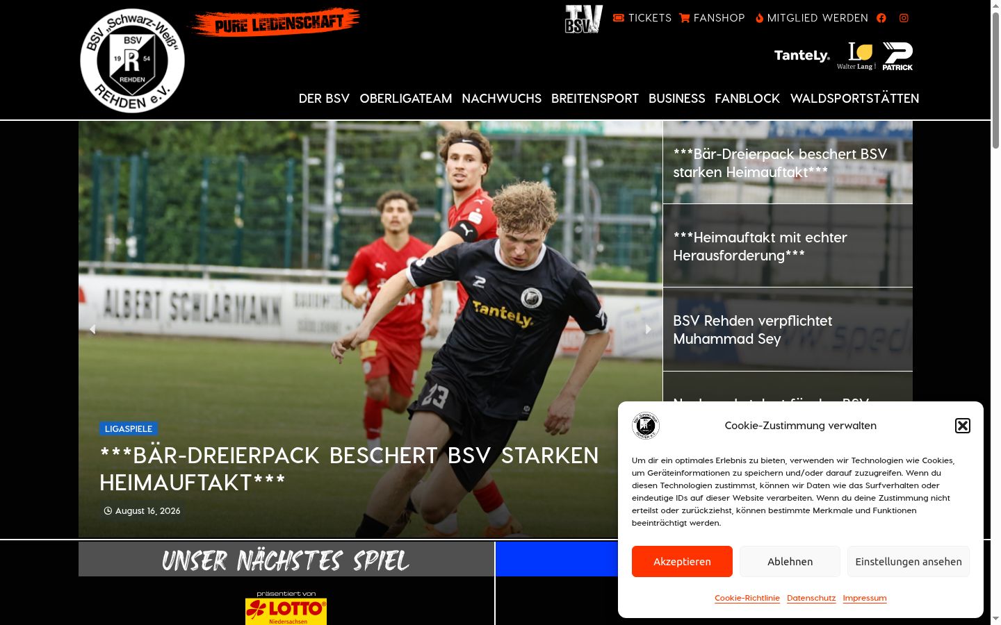 Screenshot des Einwilligungsbanners vor jeglicher Interaktion