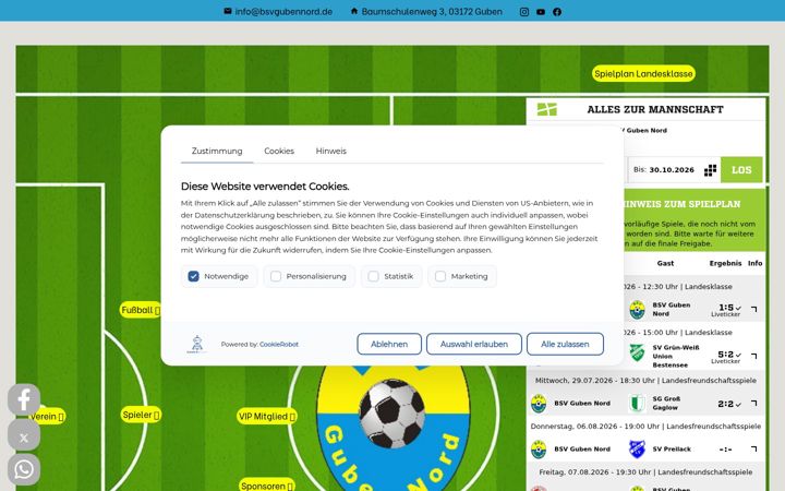 Screenshot of bsvgubennord.de