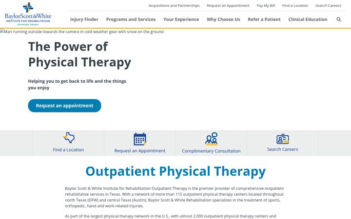 Screenshot of bswphysicaltherapy.com
