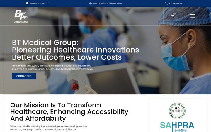 Ekraanipilt saidist bt-medicalgroup.co.za