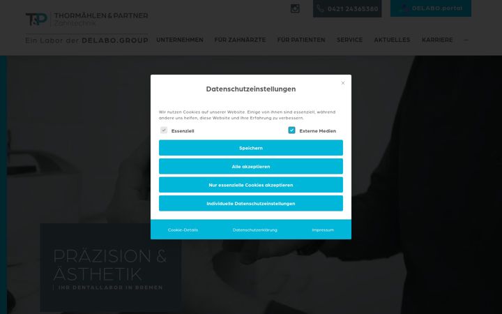 Captură de ecran a bt-zahntechnik.de