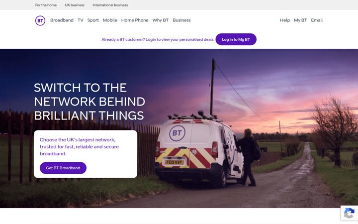 Screenshot of bt.com