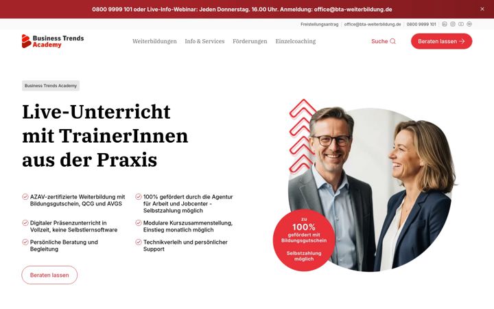 Screenshot of bta-weiterbildung.de