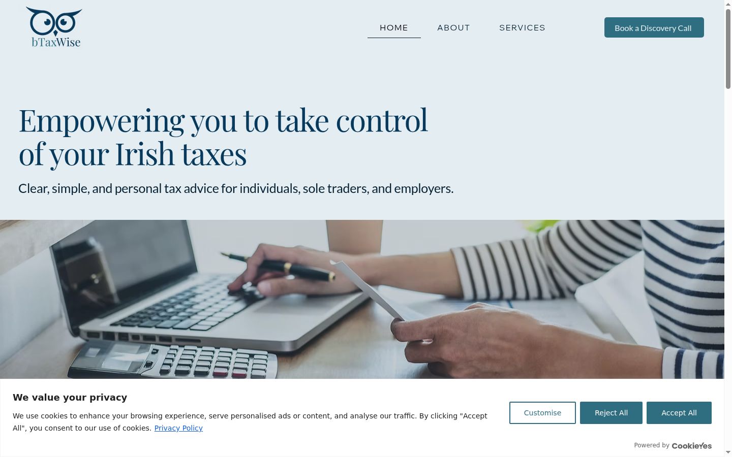 Screenshot of the consent banner shown before any interaction